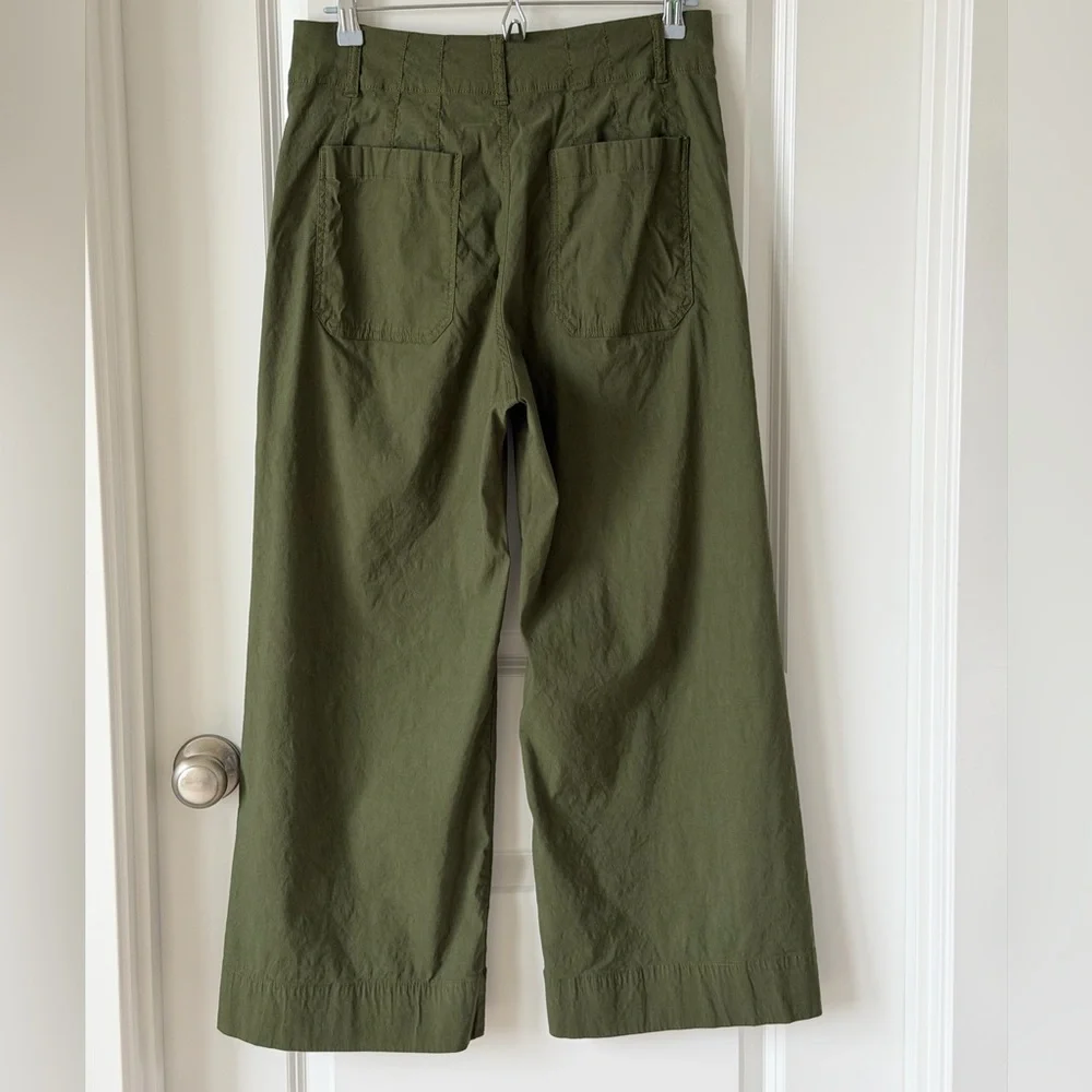 Maeve The Colette Wide Leg Cropped Olive Green Stretch Pants-30/М - Picture 5 of 16